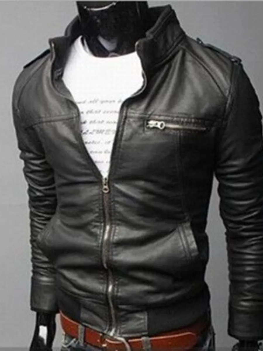 

Мужская мотоциклетная куртка из искусственной кожи CleanFit Faion Busin Slim Fit, молодежная двусторонняя одежда Long Sve, осень-зима