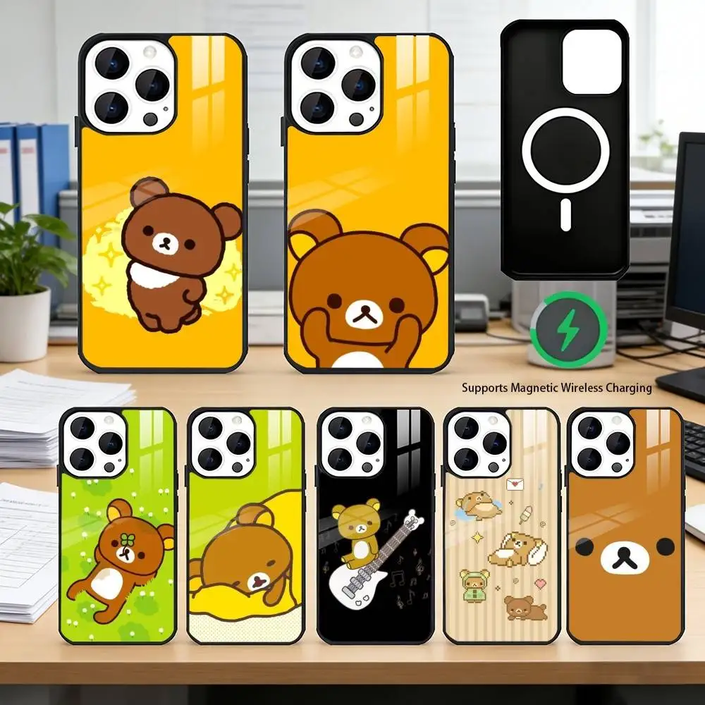 Kawaii Cartoon R-Rilakkuma Phone Case For iPhone17,16,15,14,13,12 Plus,Pro Allows magnetic wireless charging