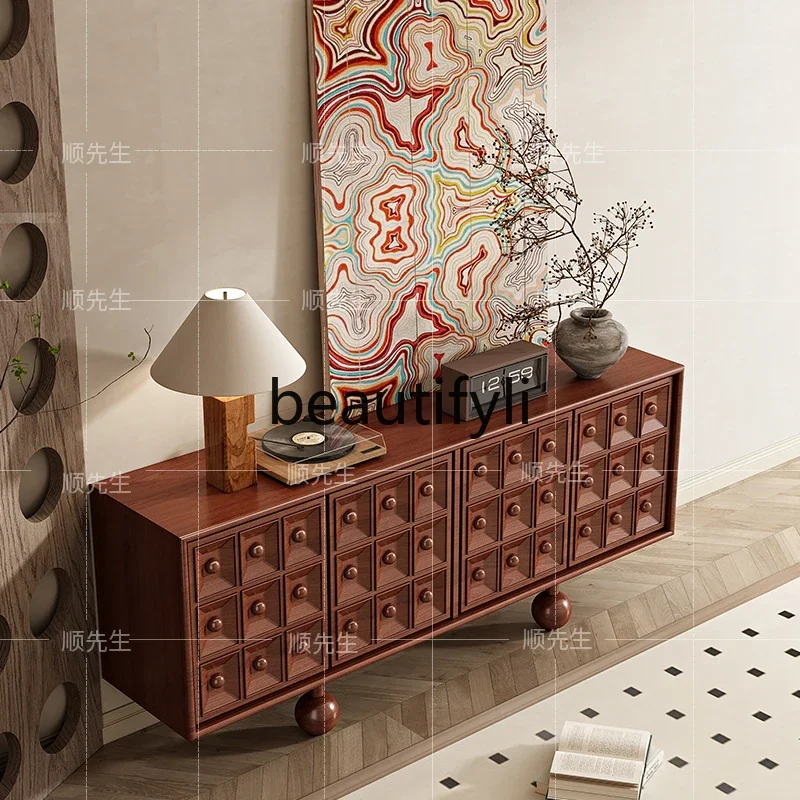 

A139 French retro entrance cabinet living room storage bed and breakfast hotel decorative cabinet relief side cabinet