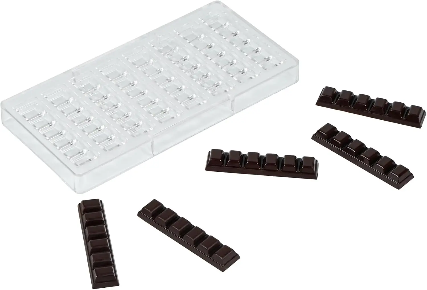 

Chocolate Bar Molds 10 Chocolate Molds - 8 Cavities Freezable Clear