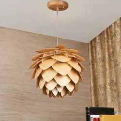 Modern Art Wooden Pinecone Pendant Lights Christmas Decorations Home Restaurant Hanging Wood Lamps Home Decorative Fixtures