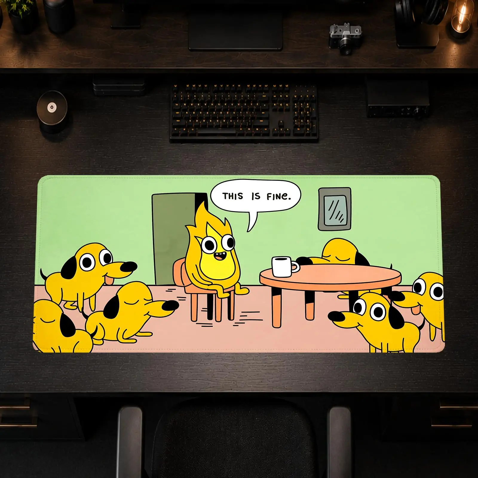 Cool Dog This Is Fine Mouse Pad Gaming office Non-slip Desk Mat Diy Mousepad Large Game Keyboard overlock