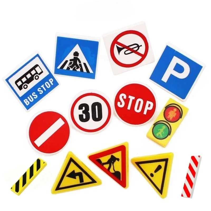 

Urban Transportation Components Blocks Spare Parts Speed Limit Signs Road Barriers Pedestrian Crossing Signs Parking Lots Toys