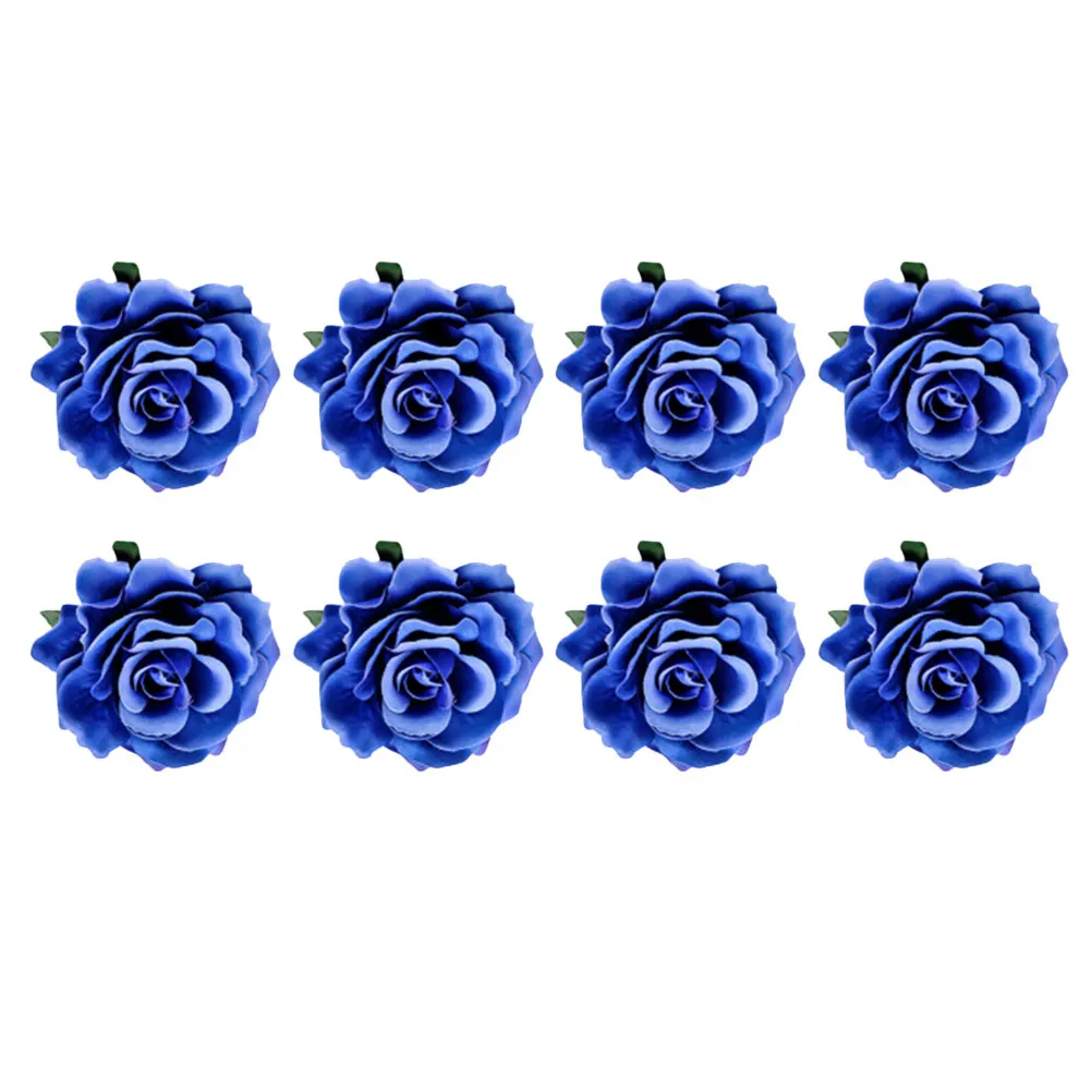 

8pcs Big Rose Brooch Wedding Flower Decorative Cloth Hair Brooches Women Fake Corsage Dress Pin Clip Shaped Artificial