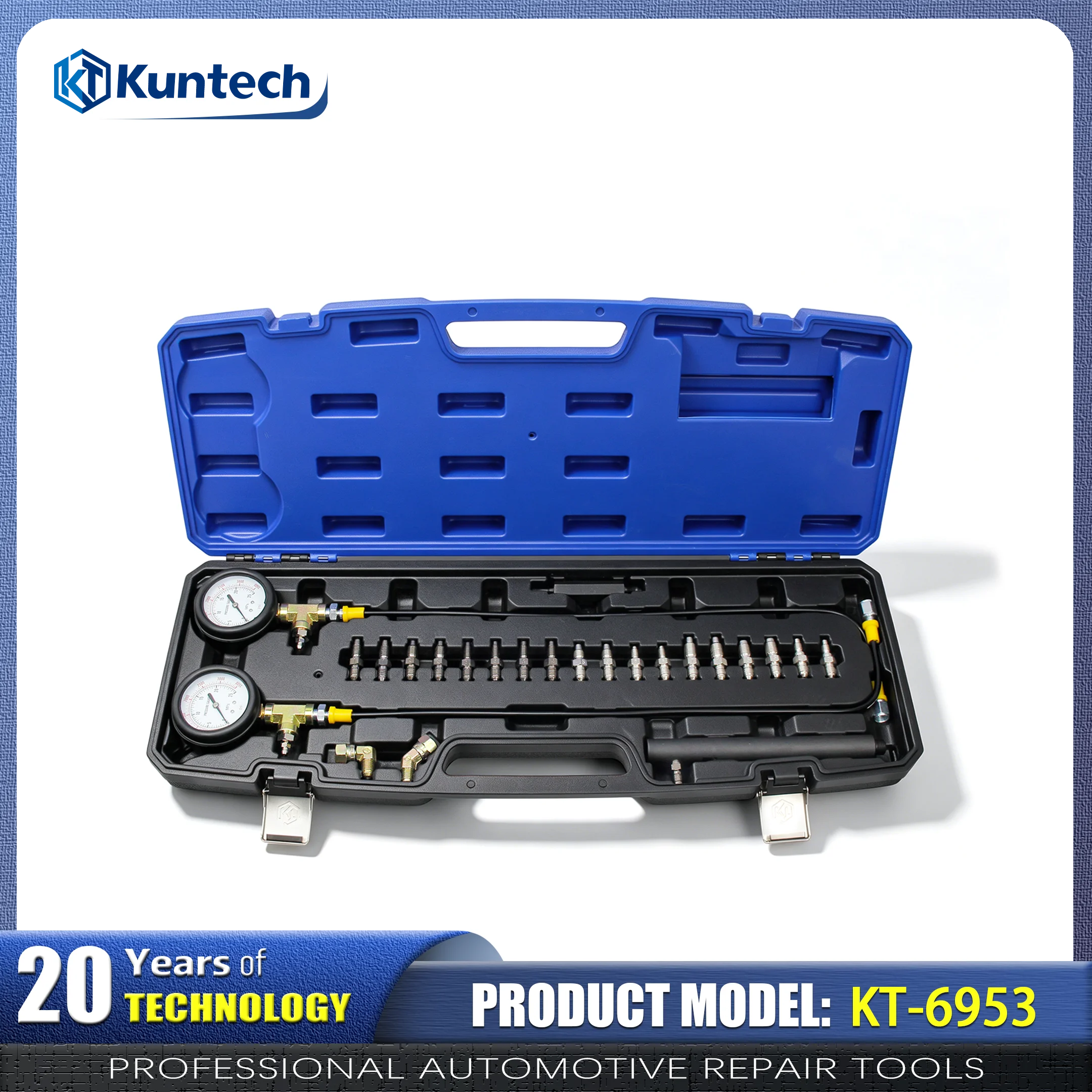 Professional Automotive Brake Fluid Pressure Test Kit Dual Pressure Gauges for ABS Hydraulic System Diagnosis Brake Line