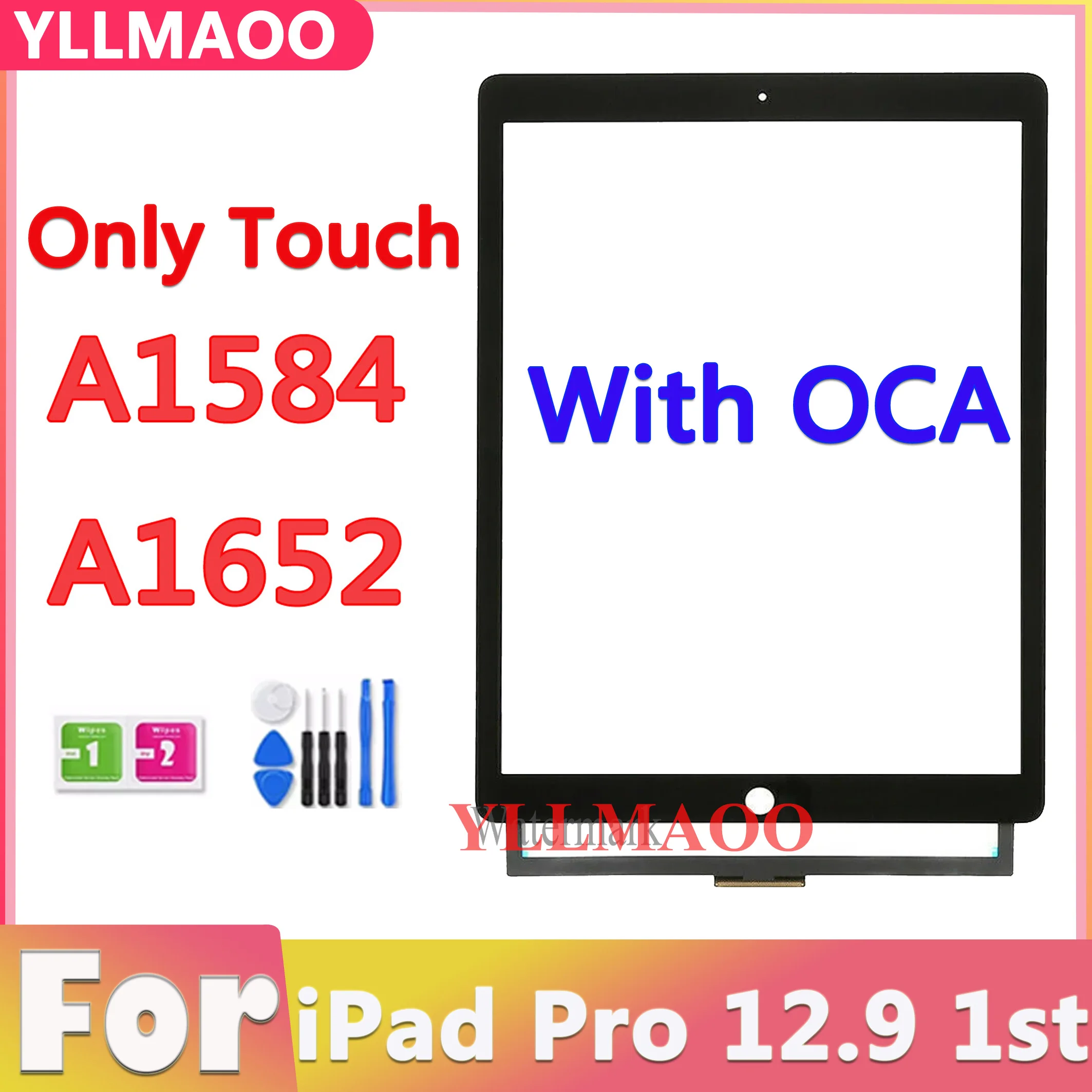 With OCA For iPad Pro 12.9 2015/2017 A1652 A1584 A1670 A1671 A1821 Touch Screen Digitizer Front Outer Panel Glass 100% Tested