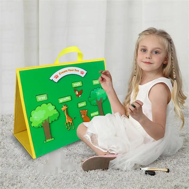 Foldable Felt Teaching Board Montessori Toys Storytelling Board Double-Sided Teaching Board Early Learning For Toddlers Boy Girl