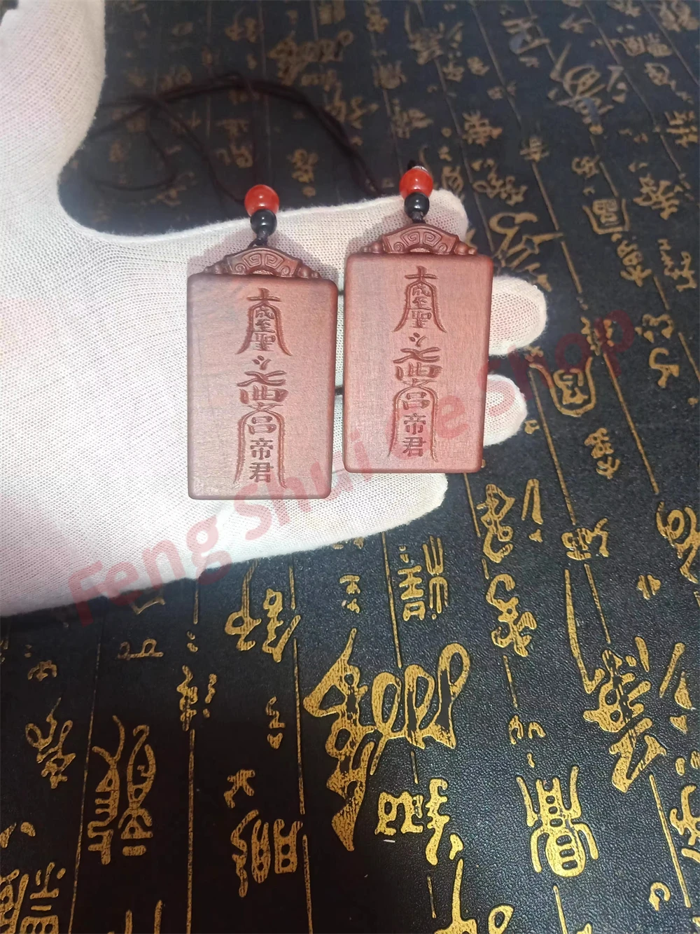 Lightning strike jujube wood, Wenchang Wang - Wenchang Curse, Taoist pendant, Taoist cultural handicraft