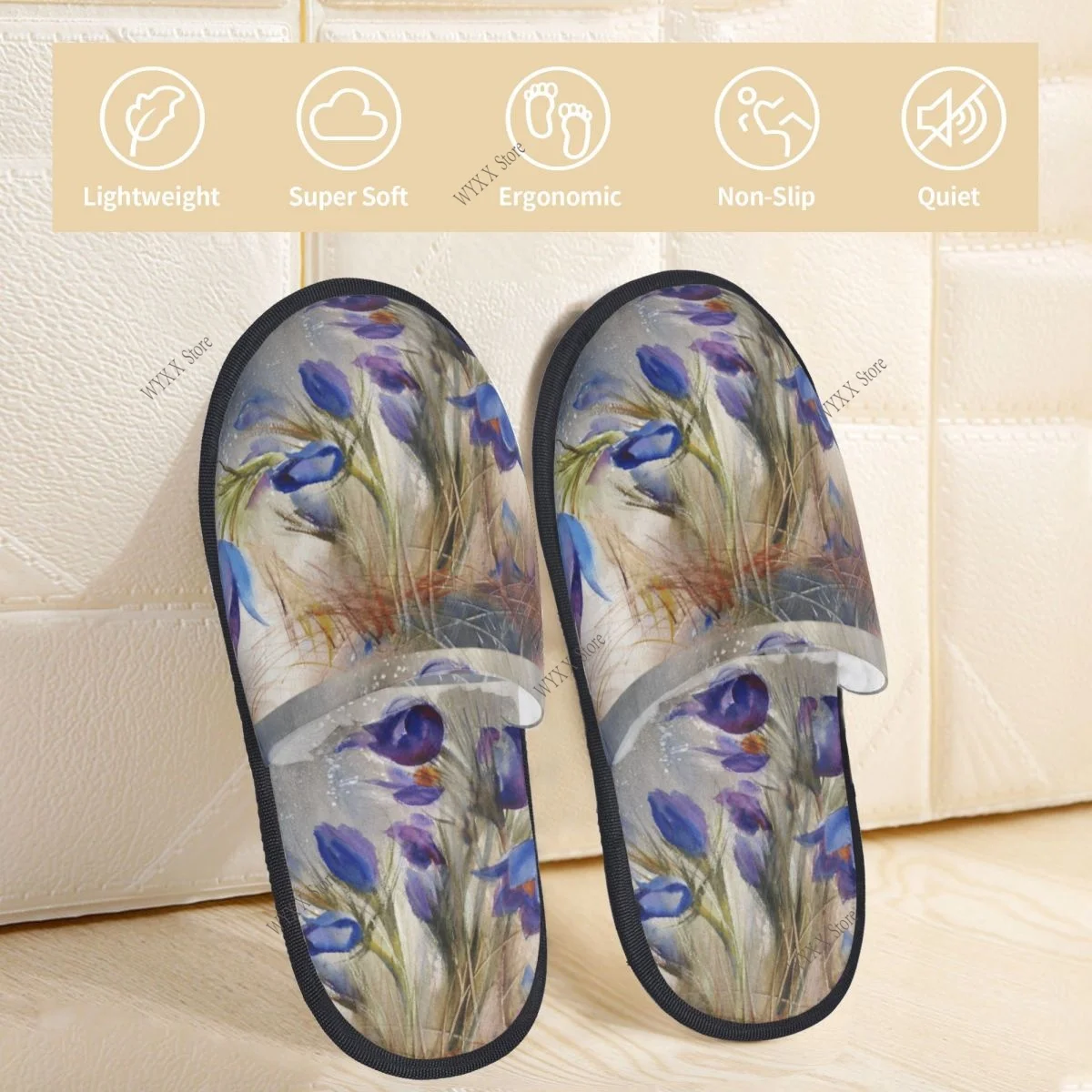 Irises 2 Van Gogh Slipper للنساء والرجال شبشب شتوي دافئ شبشب داخلي