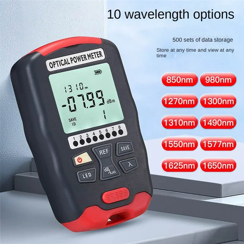 Optical Fiber Power Meter Fiber Visual Fault Locator 10 Wavelengths Sensitive Chip Accurate Measurement for Wiring D7 SSQ