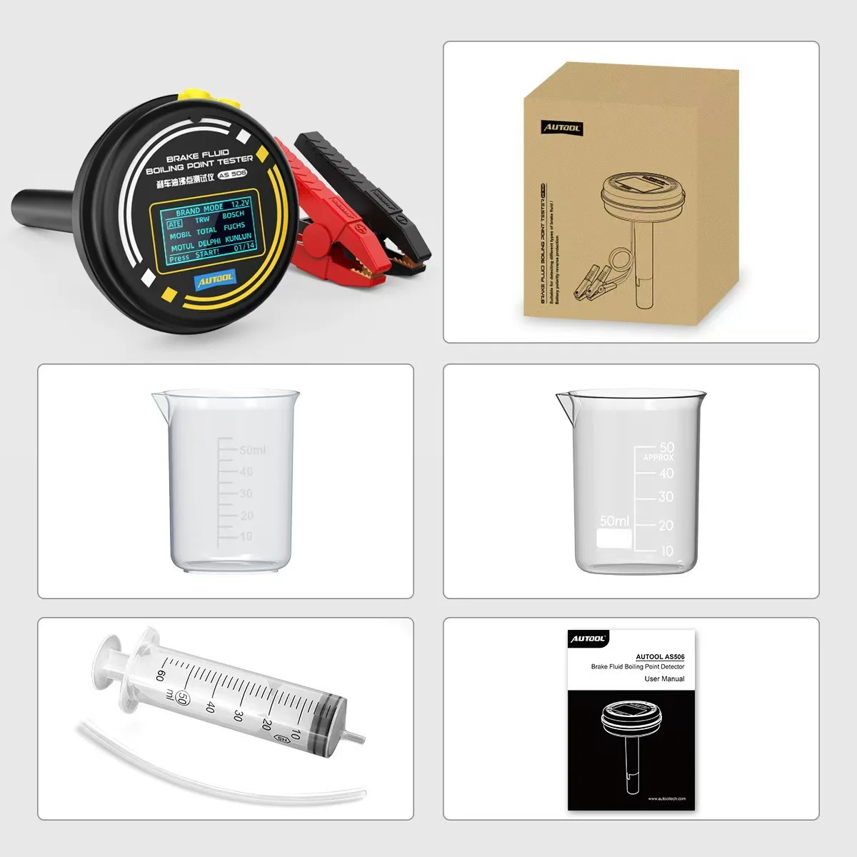 

Официальный новый продукт от производителя 2026: Диагностический прибор AUTOOL AS506 для определения температуры кипения тормозной жидкости для автомобилей