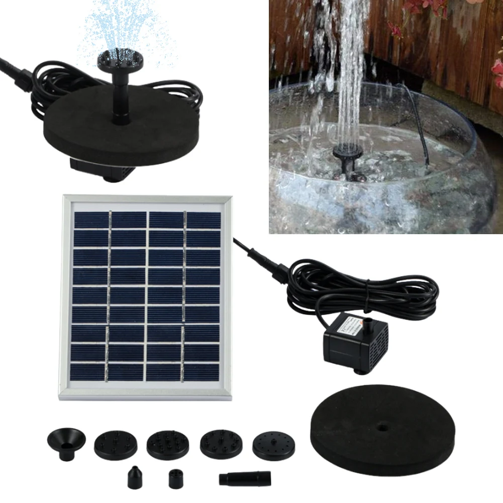 

1.7W Solar Powered Fountain Water Pump with 6 Nozzles Solar Water Pump Kit Solar Fountain for Bird Bath Ponds Garden Fish Tank