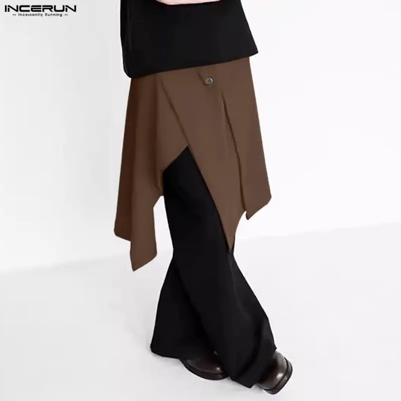 

Мужские юбки INCERUN: однотонные, на пуговицах, свободные, повседневные, асимметричные. Мужская нижняя одежда в уличном стиле. Модные брюки 2026 года.