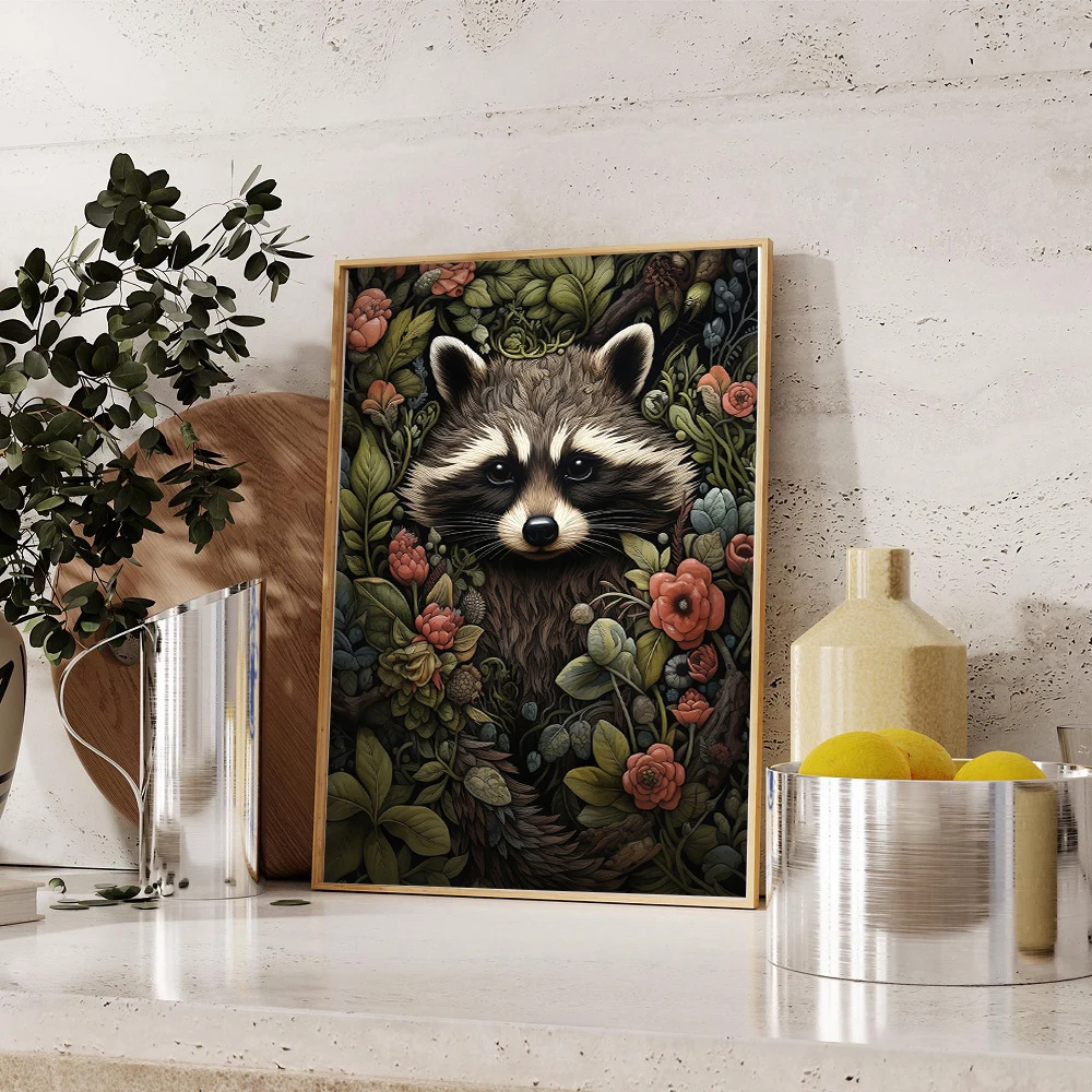 1pc Frameless Canvas Painting Rabbit Bunny Rustic Raccoon Frog Sheep Deer Bear Fox Forest Poster Canvas Painting Print for Livin