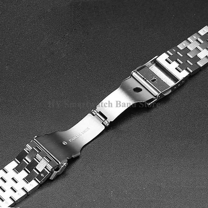 316L Solid Stainless Steel Watch Strap 18mm 20mm 22mm 24mm 26mm Double Safety Buckle Luxury Bracelet Men Women Metal Wrist Band