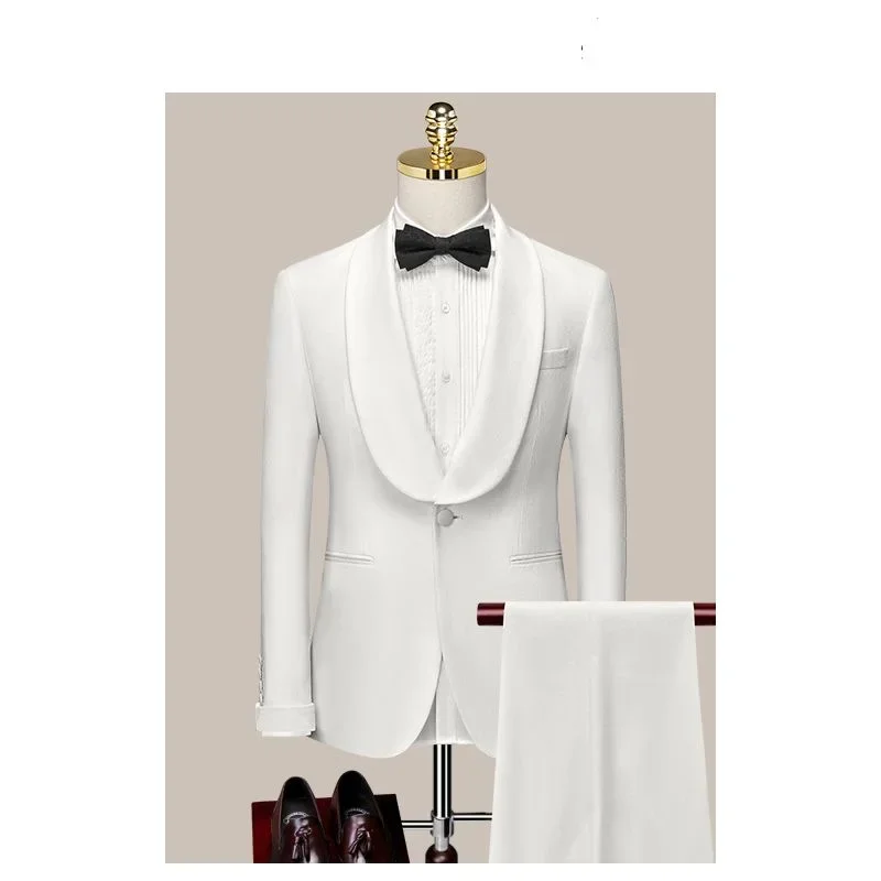 O456bianco elegante autunno e inverno sposo ospite abbigliamento da prestazione da uomo matrimonio