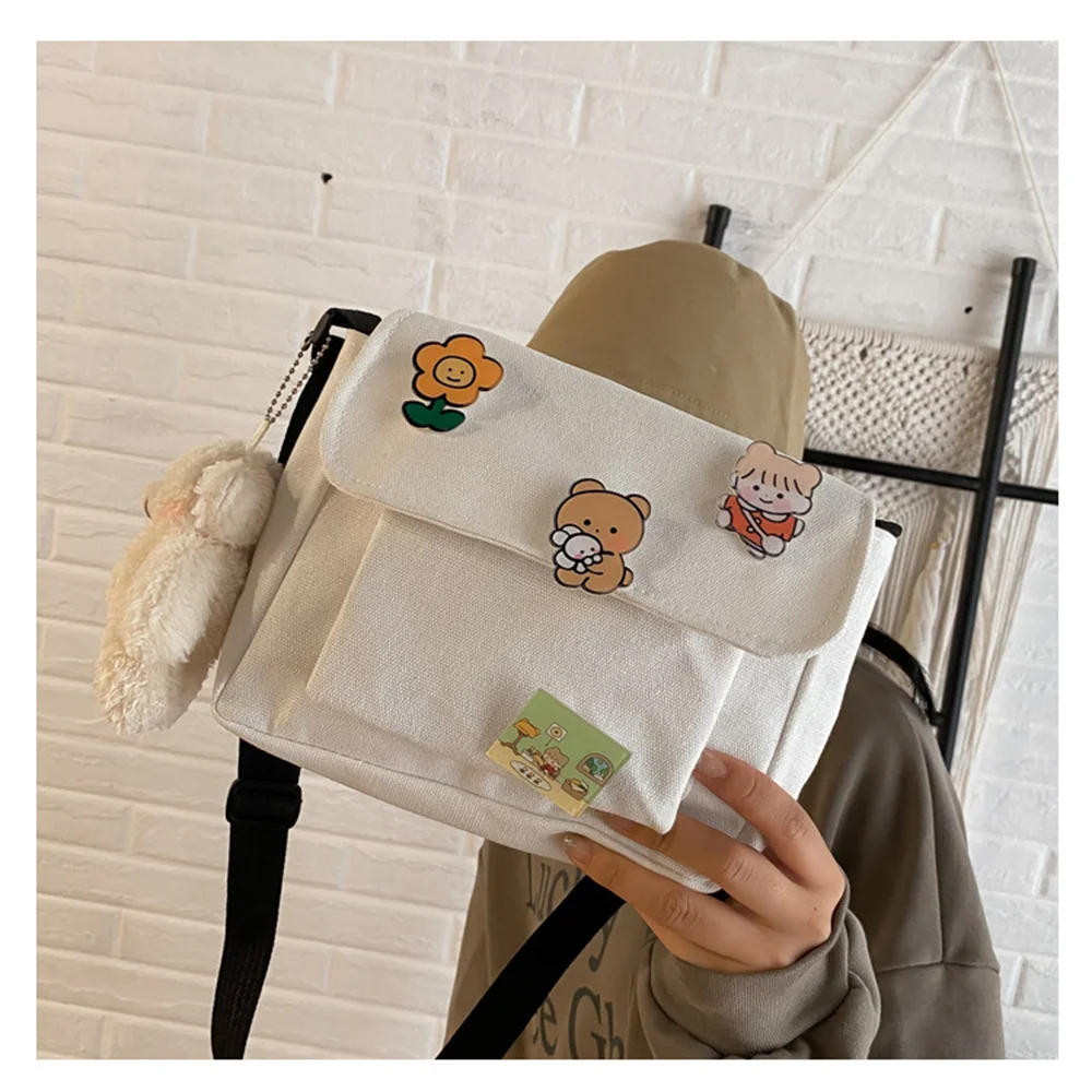 Bolsa De Mensajero 2022 Cute Canvas Small Bag Female Japanese Harajuku Diagonal Wild Shoulder Bags Multifunction Storage Cases