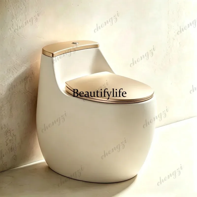 CC182 Champagne Gold French Vintage Round Standard Toilet for Home Use Silent Color