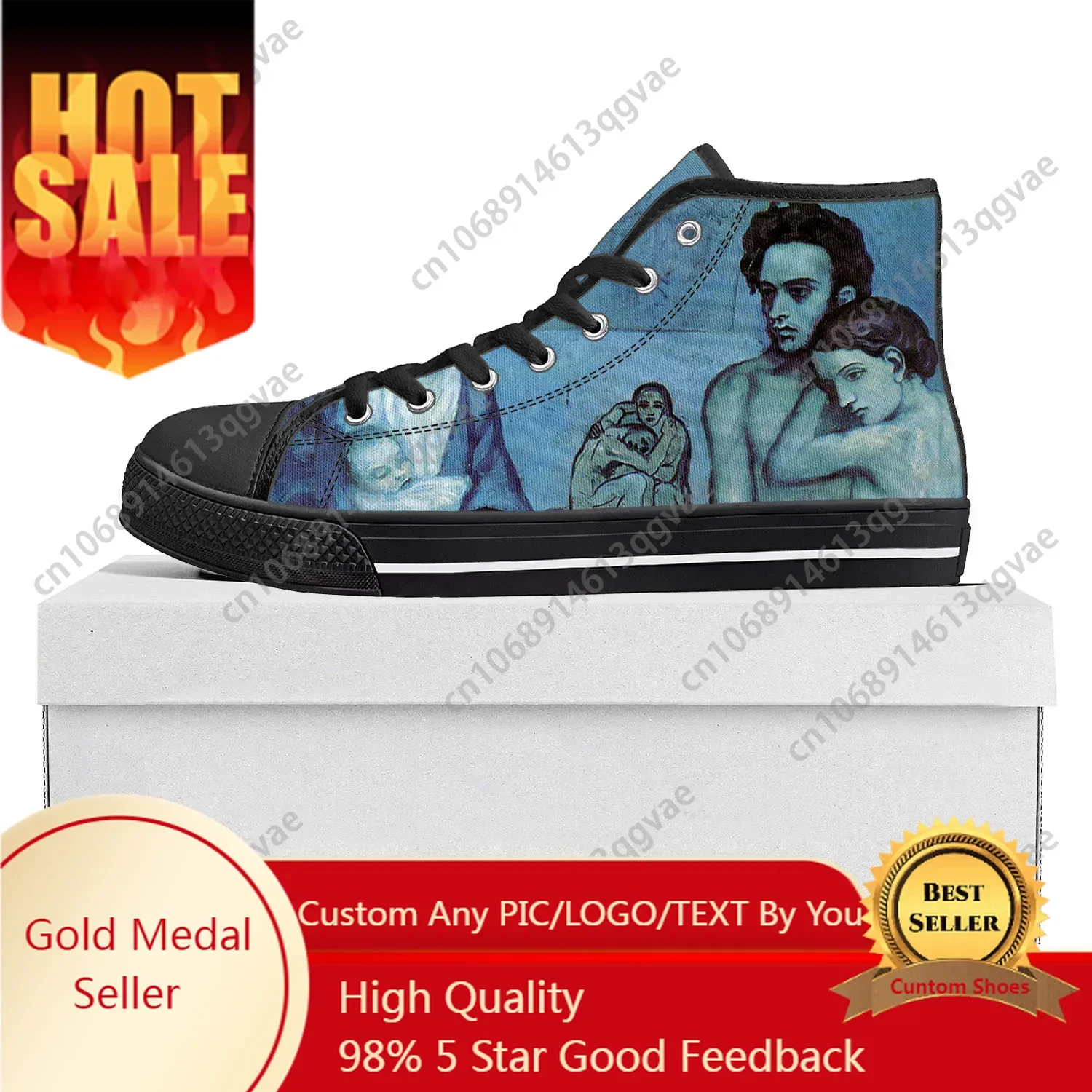 

Picasso Famous Oil Painting Life High Top High Quality Sneakers Mens Womens Teenager Canvas Sneaker Couple Shoes Custom Shoes