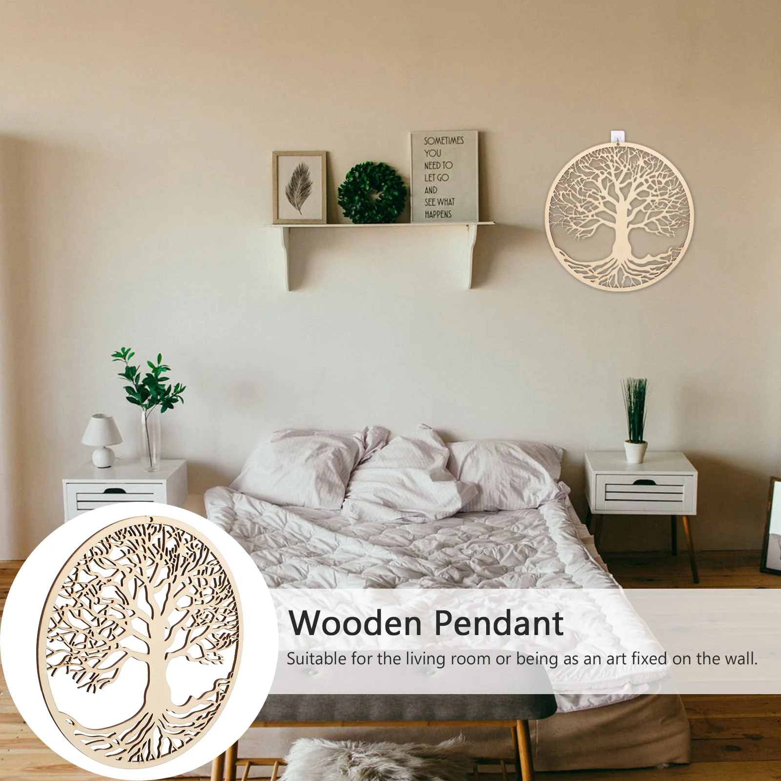 

Wooden Pendant Meeting Room Decor Hanging Adornment Tree of Life Wall Decoration Attractive Decorative Realistic Style