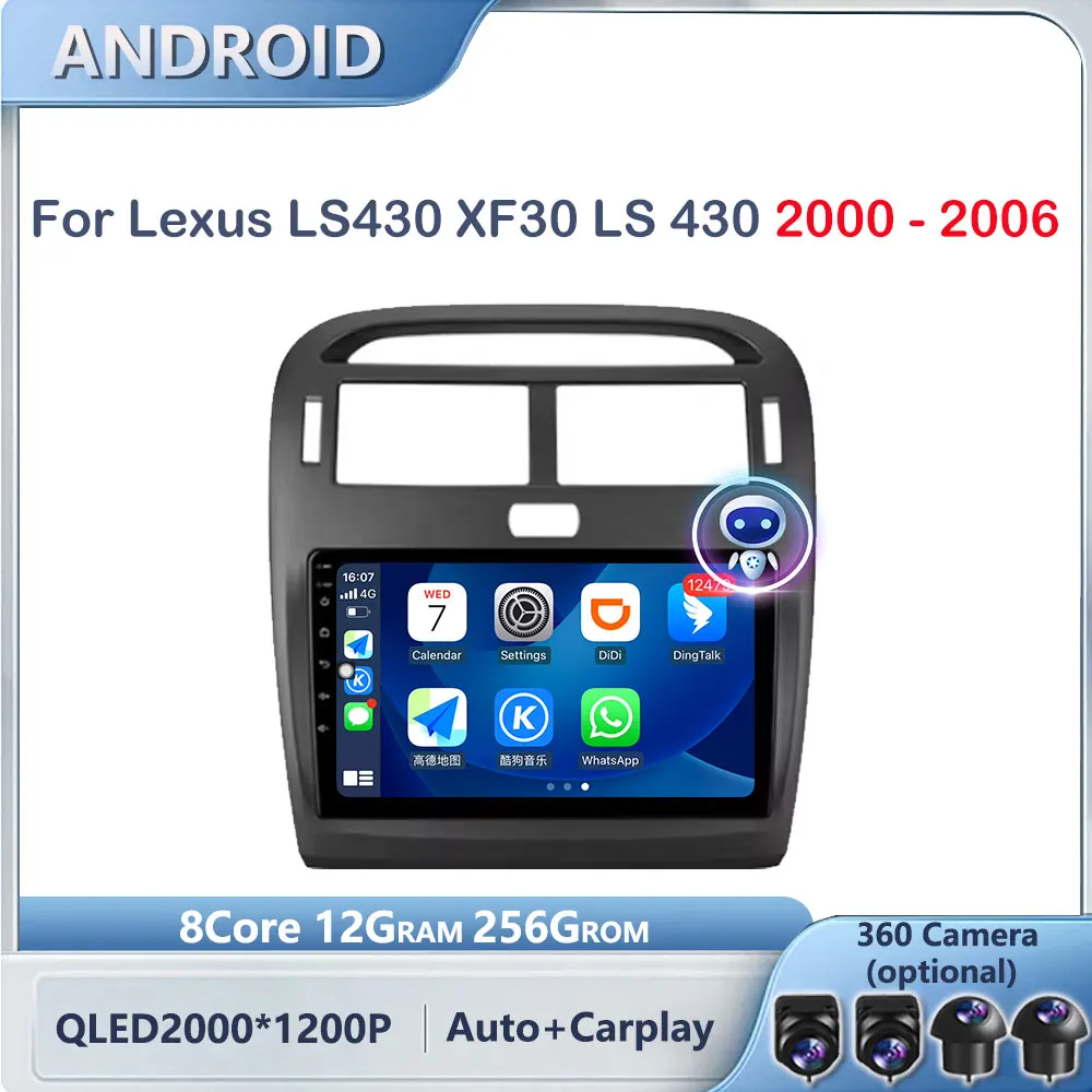 Sistema operativo Android 4G de 9 "para Lexus LS430 XF30 LS 430 2000 - 2006 coche Android Auto Radio navegación reproductor de vídeo Multimedia BT 5,0 WIFI