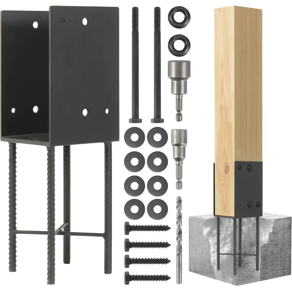 

4 pack Heavy Duty StainlSteels U-Shape 6"x6"(Actual 5.5"x5.5") Wet Concrete ence Post Holder or Terrace psot base, Wood Gazebo,