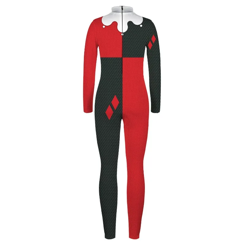 Harleen Quinzel Superhero Jumpsuit for girls Adult Kids Catsuit Sexy Women clown female Cosplay Costumes Halloween Bodysuit