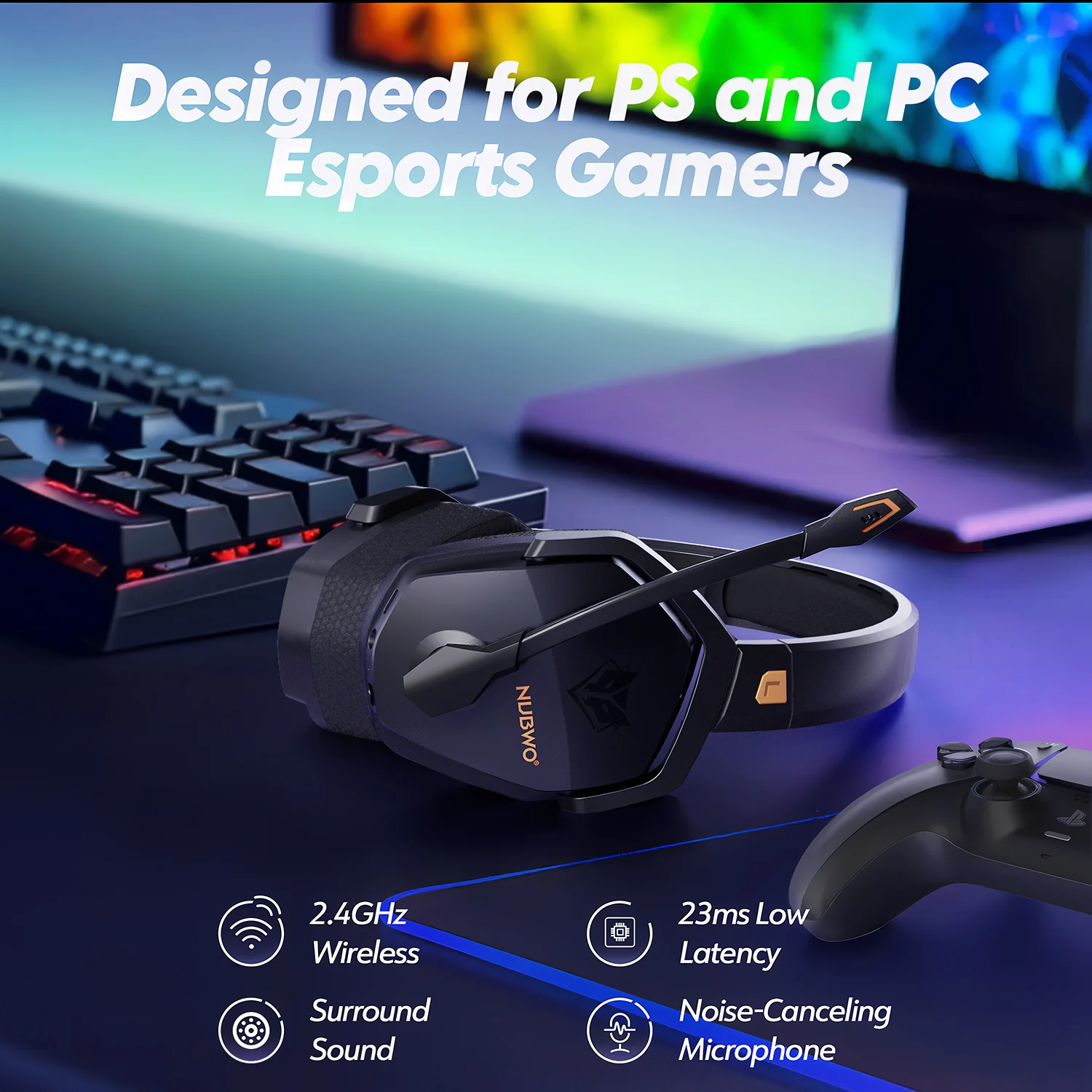 空箱 ｜ゲームボーイ 純正ステレオヘッドホン付き NUBWO G06 デュアルワイヤレスゲーミングヘッドセット（マイク付き