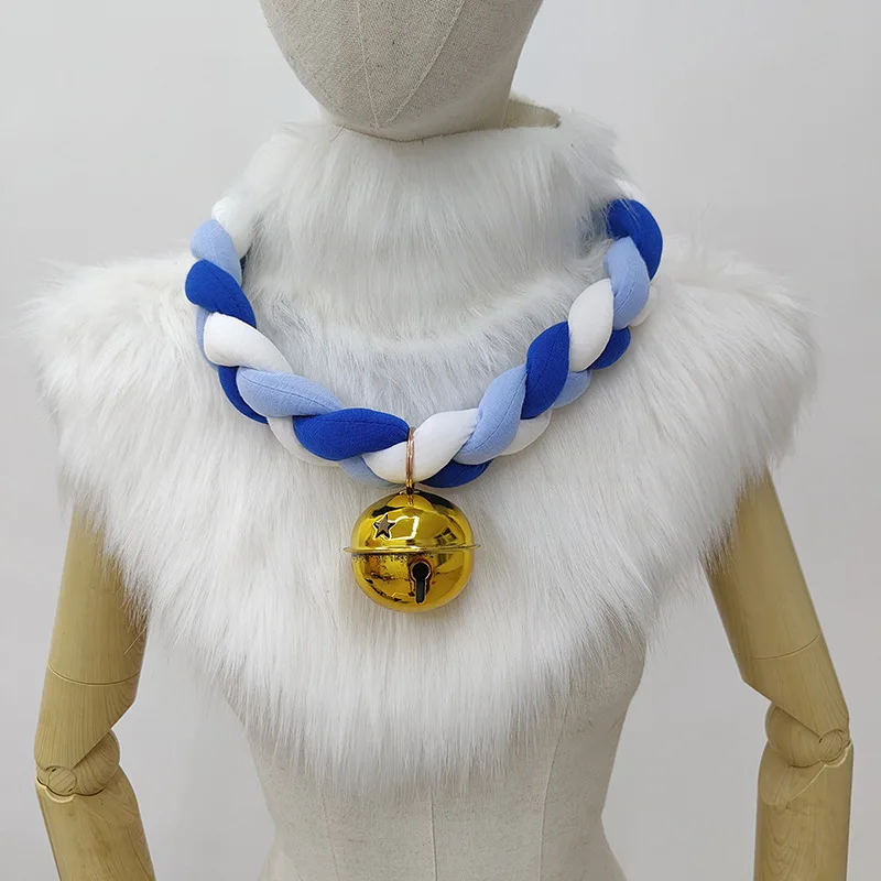 Fursuit Braided Choker Necklace Christmas Party Animal Cosplay Props Rope Braided Necklace Bell Collar Cosplay Costume image 4