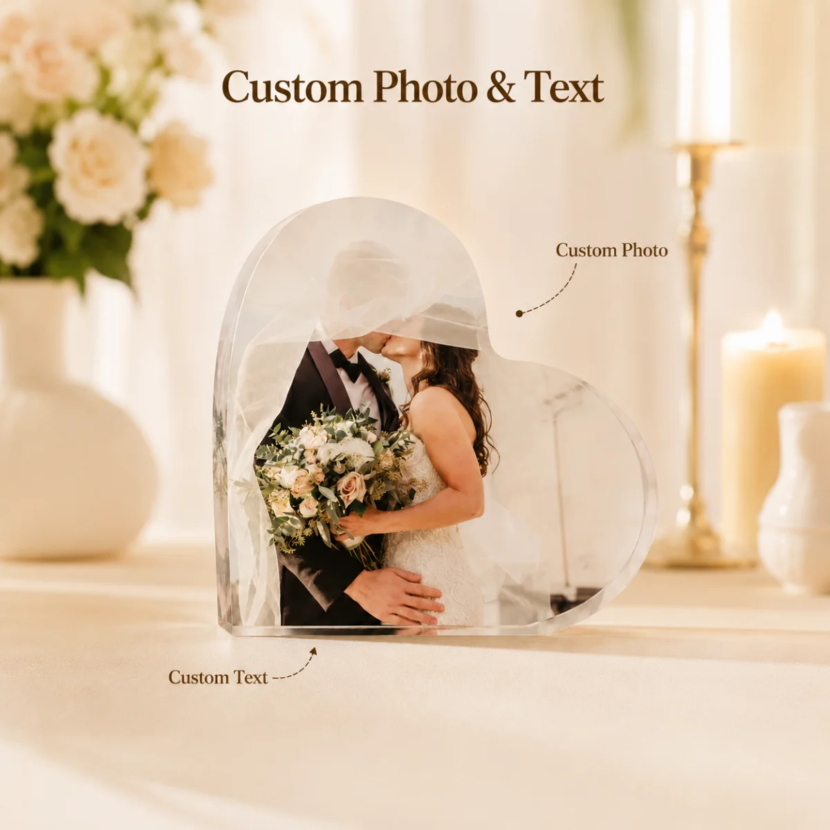 Customized Heart-Shaped Photo Blocks—Perfect for Home Décor, Pet Memorials, or Special Gifts for Friends and Family.