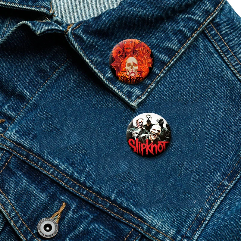 58mm Slipknot Badge Heavy Metal Band Brooches Rock Music Soft Button Pins for Backpack Clothes Decoration Fans Collection Gifts