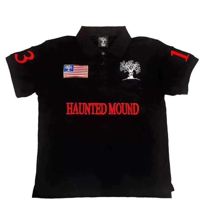 America Retro Haunted Mound Polo Shirt Street Hip Hop Short Sleeve Shirt Y2k Men / women Loose and Casual Top Baseball Clothing