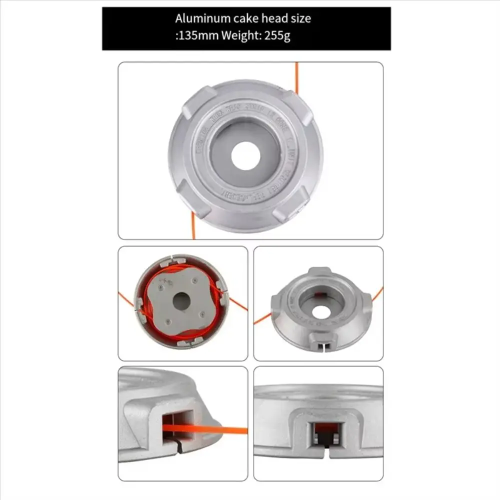 Aluminum Alloy Grass Trimmer Head Iron Disc Nylon Spool Lawn Mower Head No Need Disassemble Bump Feed Brush Cutter Head