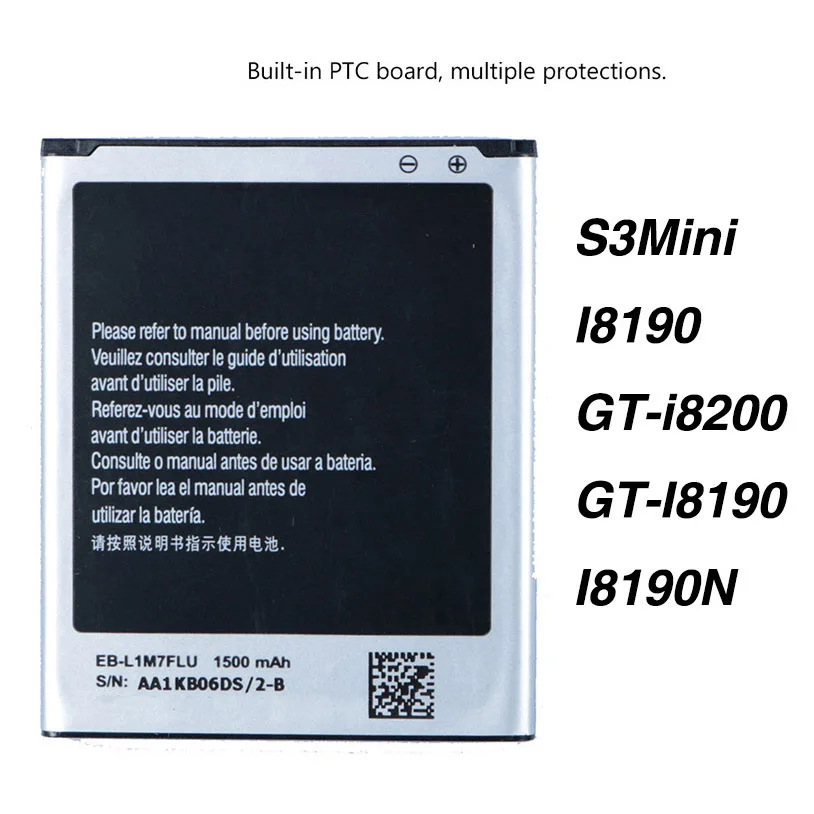 

Original EB-L1M7FLU Battery For Samsung Galaxy S3 Mini S3Mini I8190 GT-i8200 GT-I8190 I8190N NFC 1500mAh