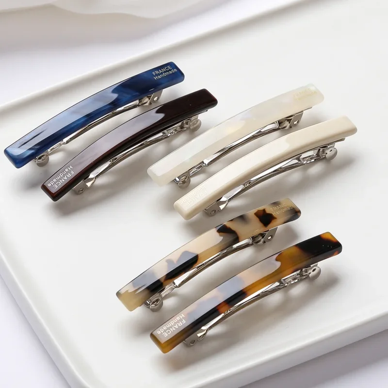 مشابك شعر رفيعة مقاس 6 سم، مشابك شعر فرنسية ربيعية لنمط شعر كعكة، إكسسوارات شعر عصرية باللون الأزرق للفتيات والنساء