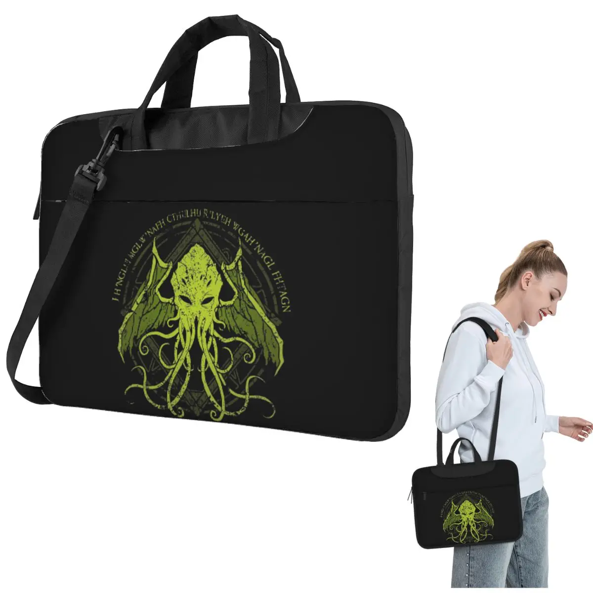 

Cthulhu Lovecraft Distressed Chant Design V2 Crossbody Laptop Bag Case Computer Bag 13 14 15.6 Inch Notebook Pouch for Macbook