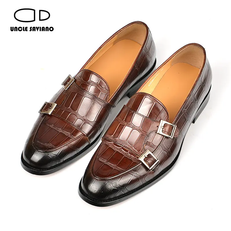 

Uncle Saviano Loafers Luxury Men Dress Shoes Fashion Party Designer Business Handmade Genuine Leather Shoes for Men Original