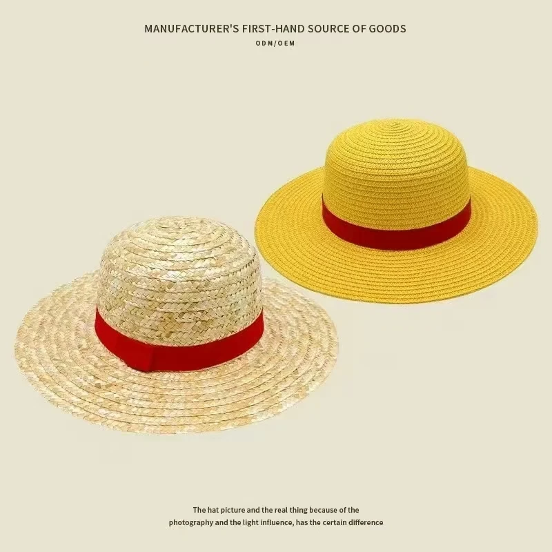 Luffy-Sombrero de paja de Anime de una pieza para adultos y niños, sombrilla para exteriores, sombrero de playa Unisex