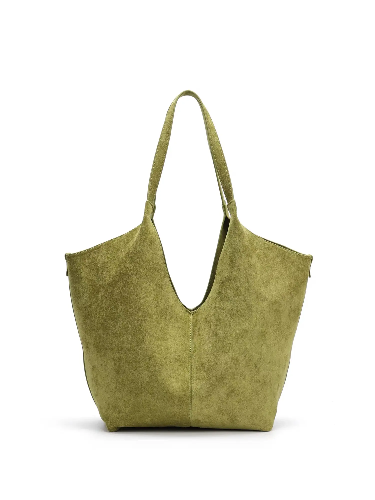 Women's Premium Texture Suede Large Capacity Olive Green Shoulder Bag Fashion Simple Versatile Commuting Armpit Bag