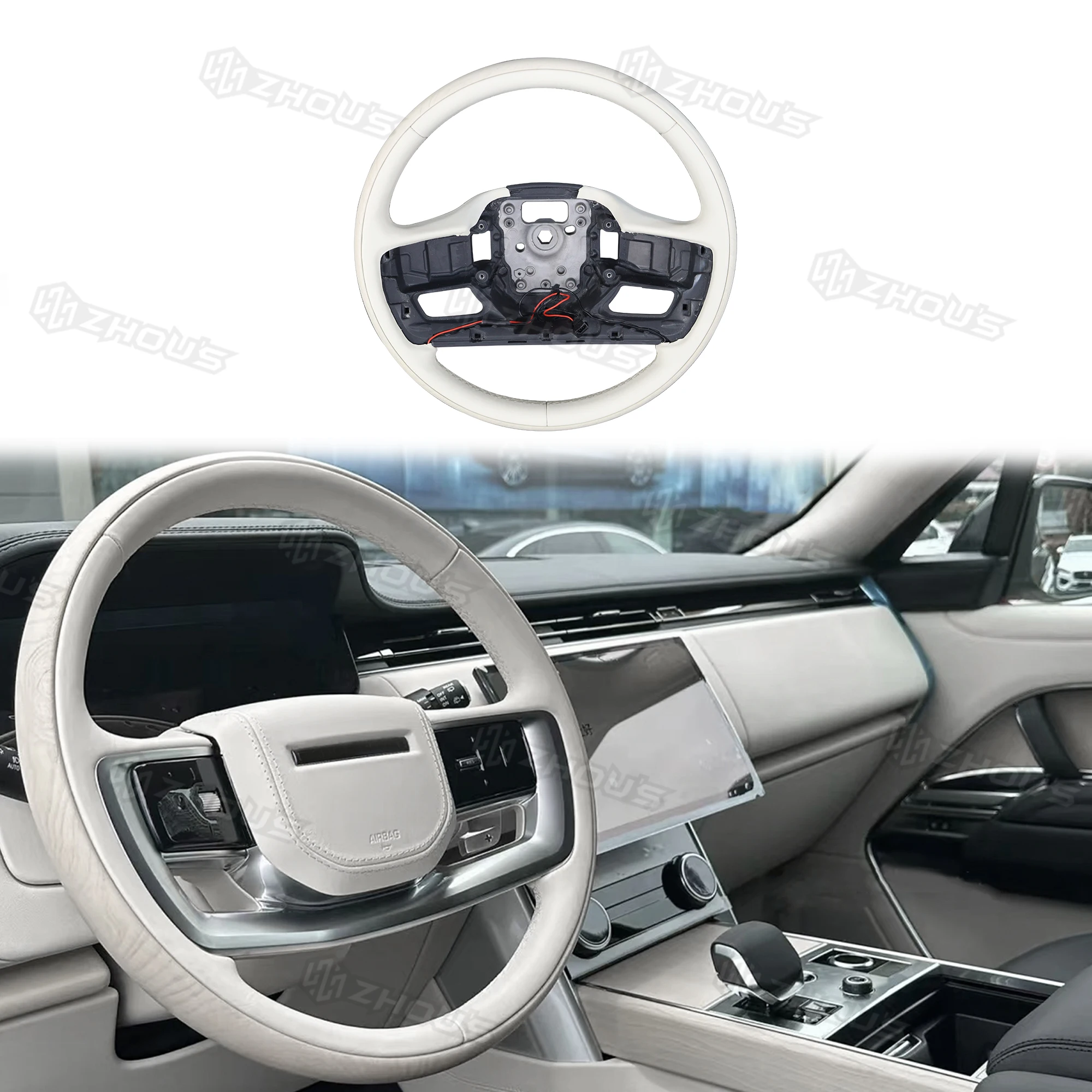 

High Quality Customized White Wooden Auto Car Steering Wheel for Range Rover Vogue L460