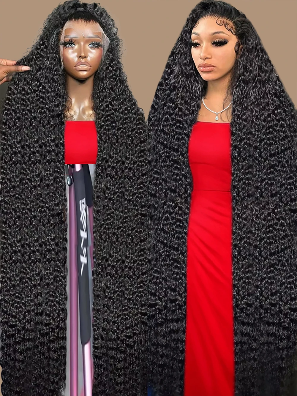 

40 50 Inch Deep Wave Frontal Wig 300 High Density 13x4 13x6 HD Water Curly Lace Front Human Hair Wigs For Women 7x5 Glueless Wig
