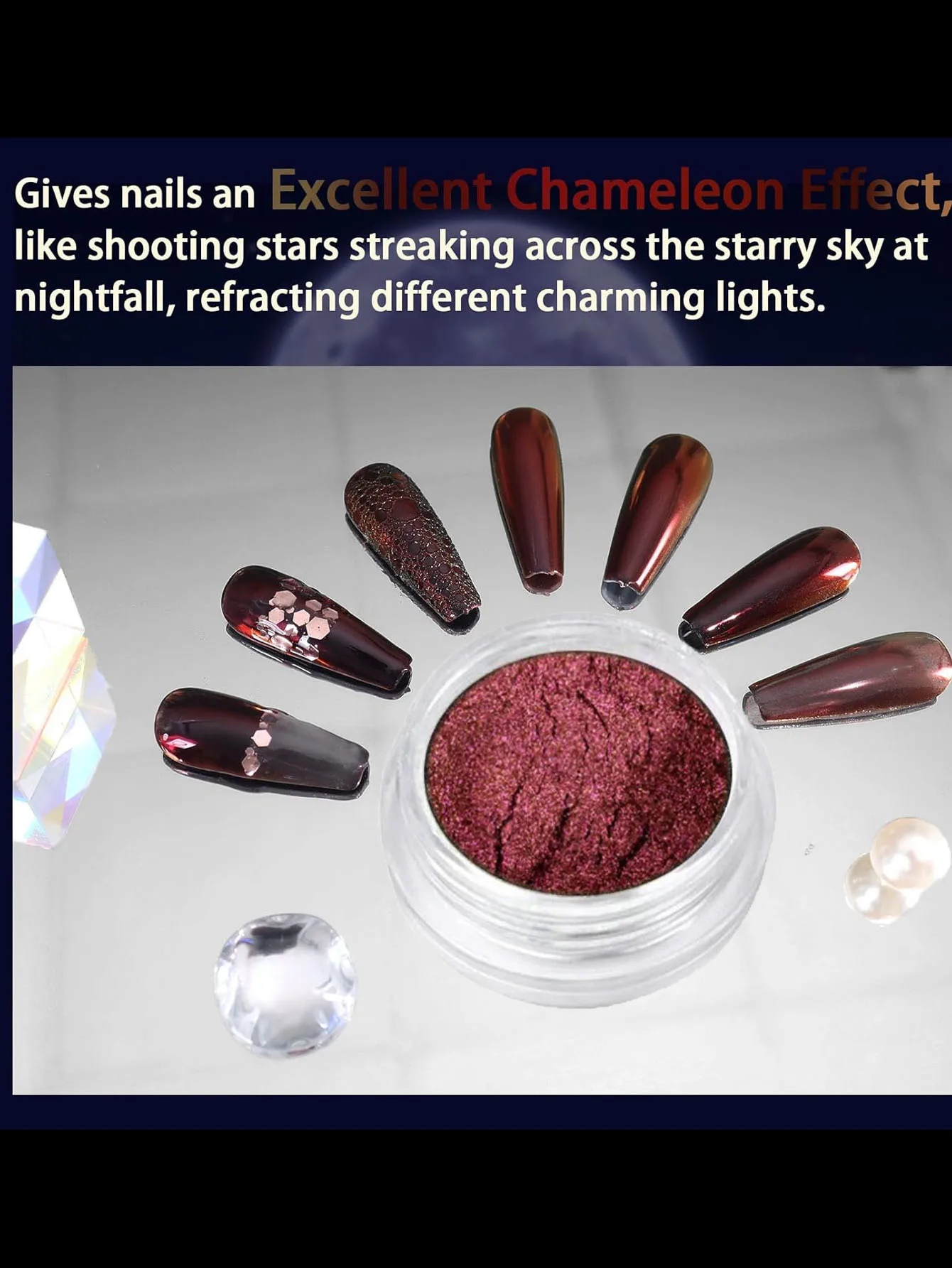 1 barattolo di glitter per unghie effetto specchio camaleonte rosso net0.5g polvere per unghie cromata metallizzata scintillante lucentezza lucidatura UV polvere per manicure