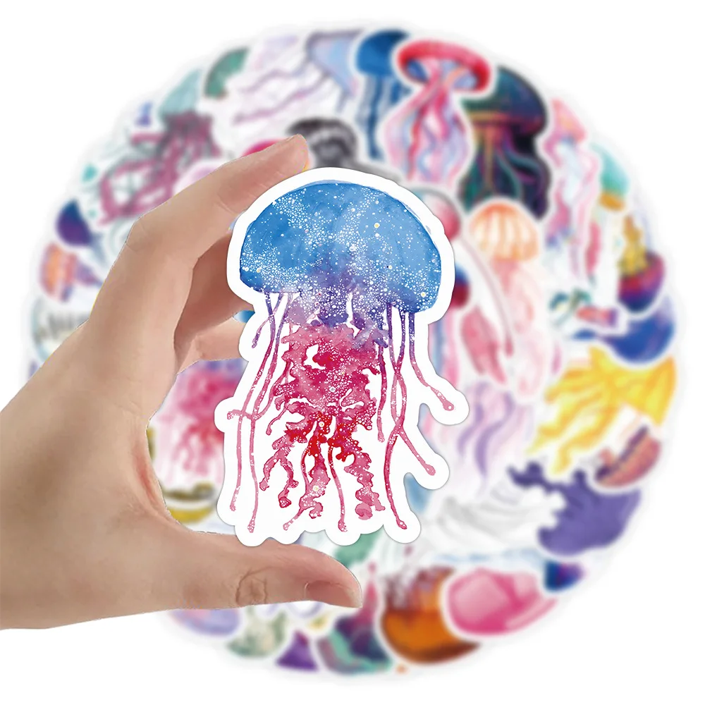 50Pcs/Lot Wholesale Cartoon Jellyfish Stickers For Luggage Skateboard Laptop Notebook Car Decals Kids Gifts Dropshipping