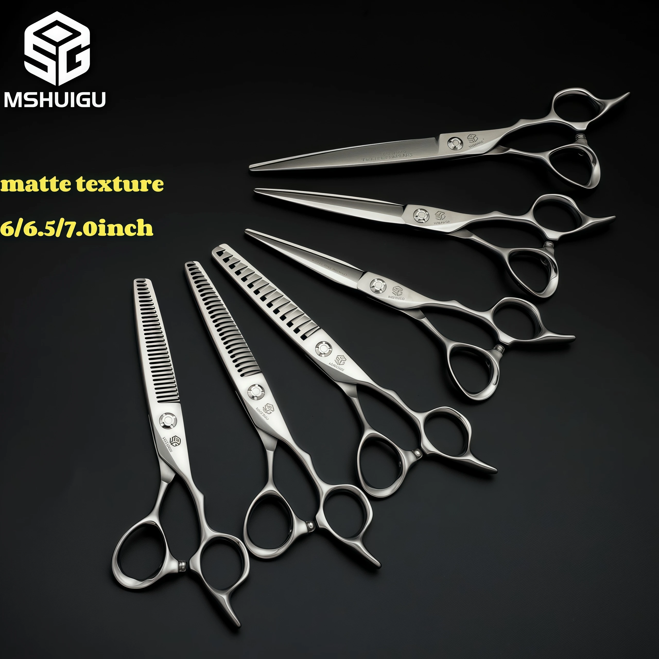 MSHUIGU VG10 Professional Hairdresser Scissors Matte Finish 6/6.5/7 Inch Multiple Gauge Thin Shears Haircutting Tool Accessory