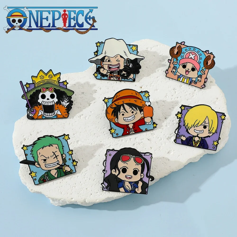 One Piece Luffy Brooches  Action Anime Figures  Cartoon Clothes Ornaments Metal Badge Comic-style Alloy  Bag Accessory Pin