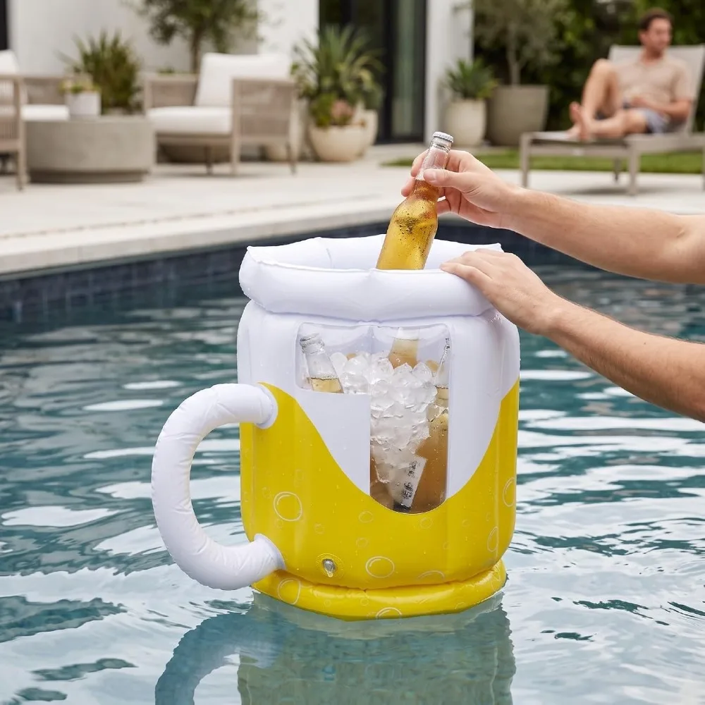 2 Pcs Convenient Extra Large Inflatable Cooler Floating PVC Ice Bucket Beverage Chiller Bin BBQ