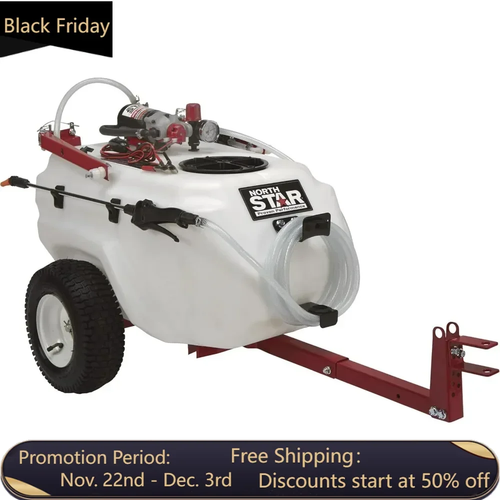 Tow-Behind Trailer Boom Broadcast and Spot Sprayer - 21-Gallon Capacity, 2.2 GPM, 12 Volt DC, Sprayers