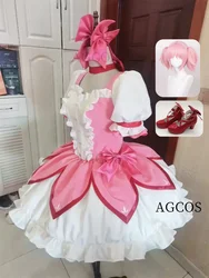 AGCOS Custom Size Kaname Madoka Cosplay Puella Magi Madoka Magica Cosplay Costume Christmas Sets Wig Shoes Dress Anime Cosplay