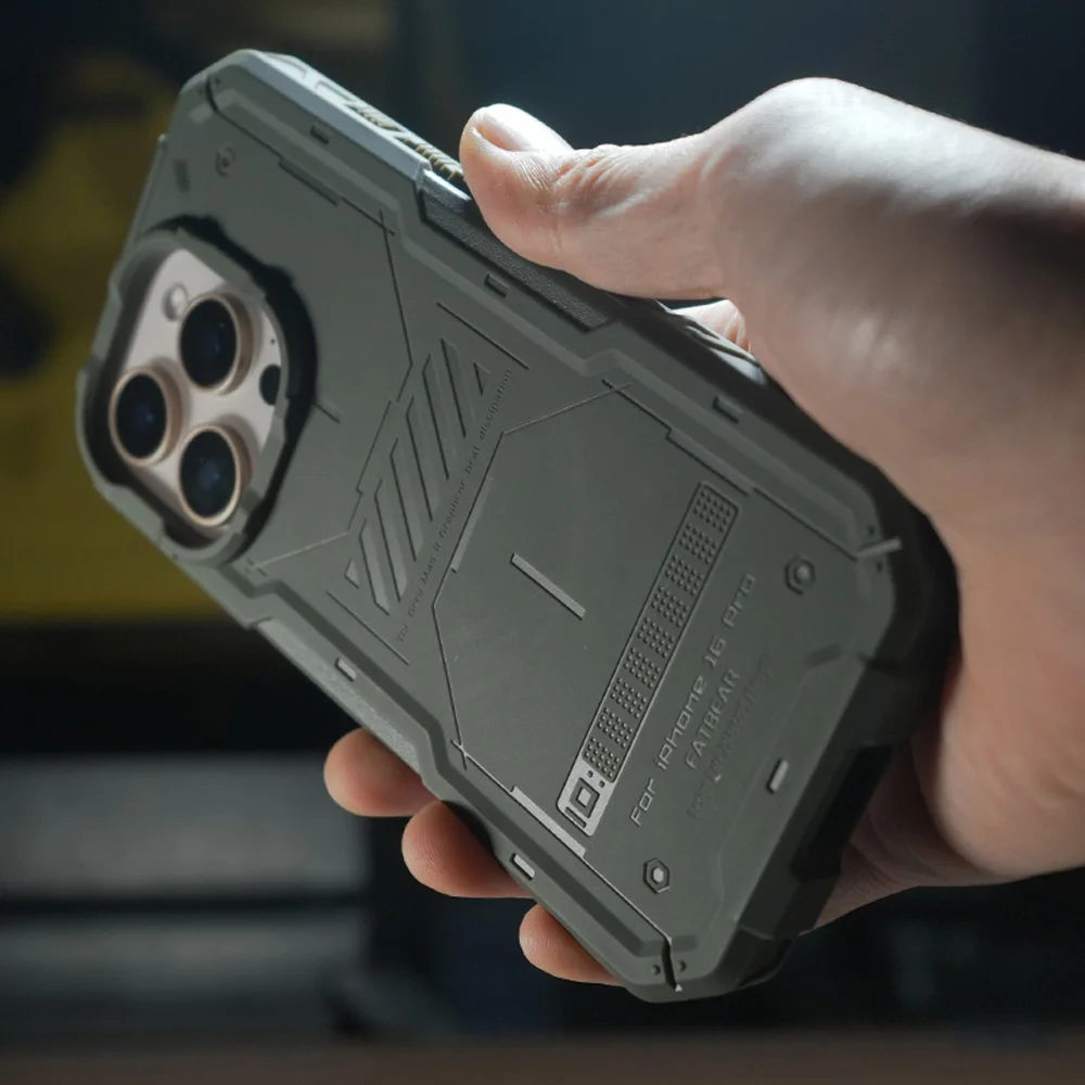 

FATBEAR тактический военный противоударный защитный чехол для iPhone 16 Pro Max Plus графеновое рассеивание тепла