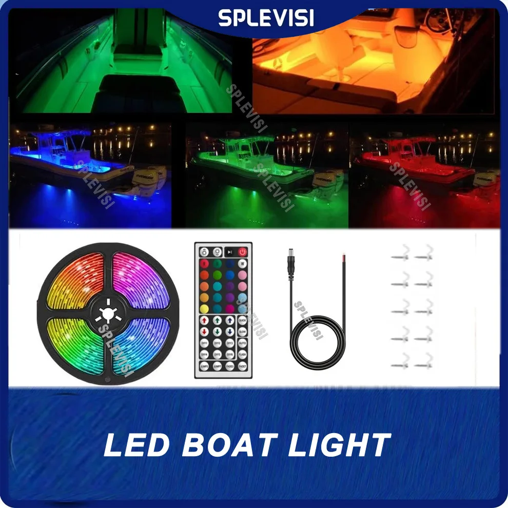 

Reote Control 44key Marine Pontoon Night Fishing Bass Yacht Lights,Under Gunwale Light RGB Color Changing Led Strip Lights